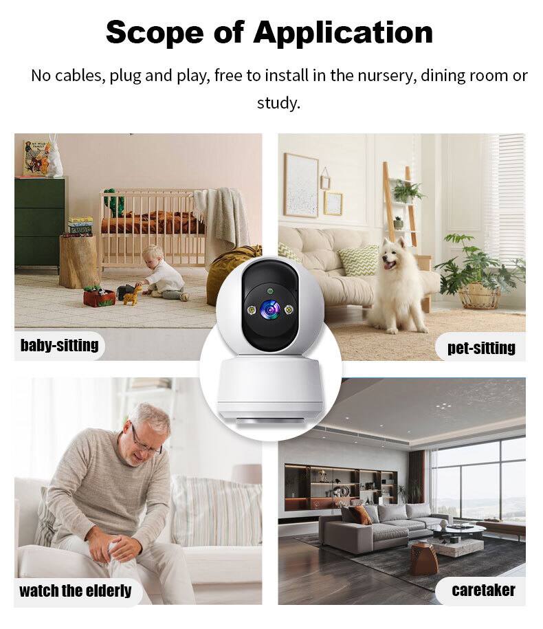 Scope of Application

No cables, plug and play, free to install in the nursery, dining room or study.

- baby-sitting
- pet-sitting
- watch the elderly
- caretaker