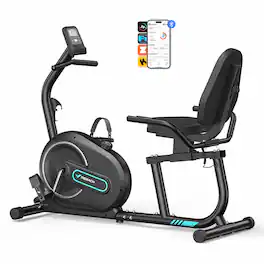 MERACH - Recumbent Exercise Bike with Bluetooth, LCD, Heart Rate Monitor, and Magnetic Resistance for Home & Seniors - Black