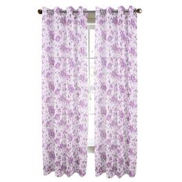 RT Designers Collection - Meadow Grommet Metallic Sheer Printed Doily Curtain Panel 54" x 95" - Lilac