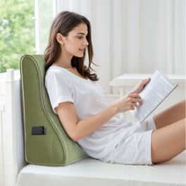 wowmax - Triangular Wedge Pillow for Sitting in Bed - PP Cotton Support Pillow for Neck, Back Pain & Snoring - Green