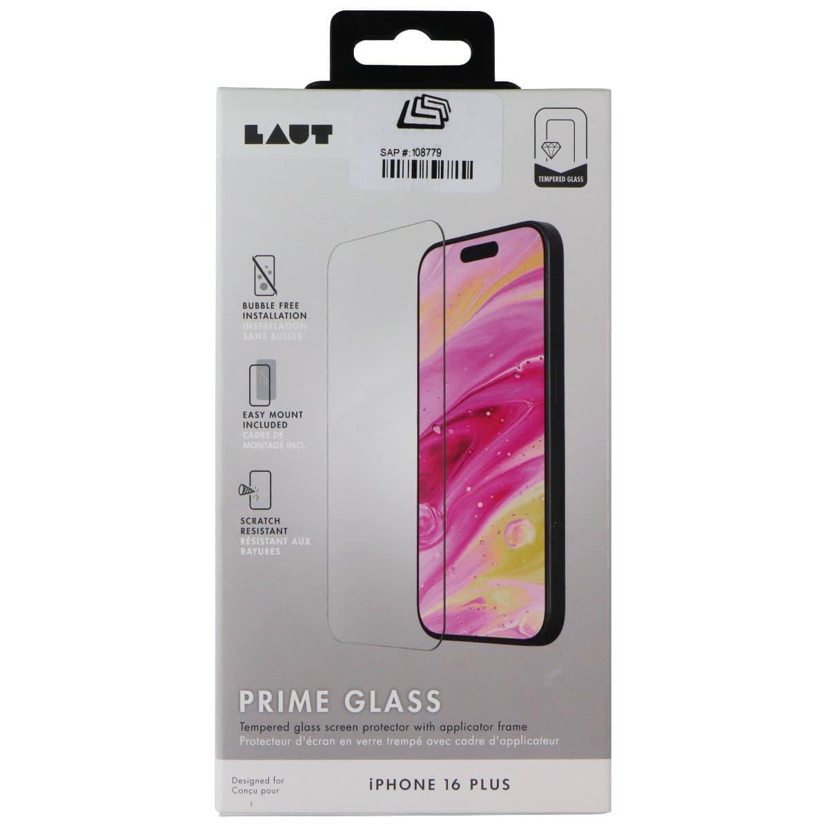LAUT - Prime Glass Tempered Glass Screen Protector for Apple iPhone 16 Plus - Clear