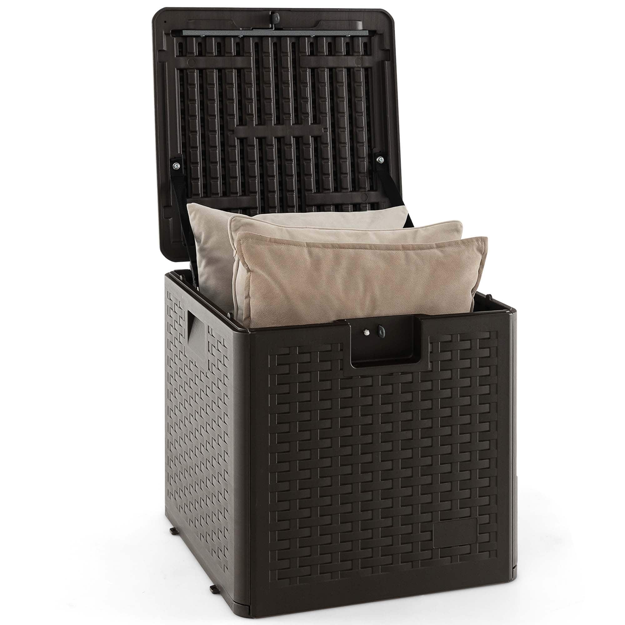 Costway - 28 Gallon Patio Deck Box Outdoor Waterproof Storage Container for Tools Toys - Brown