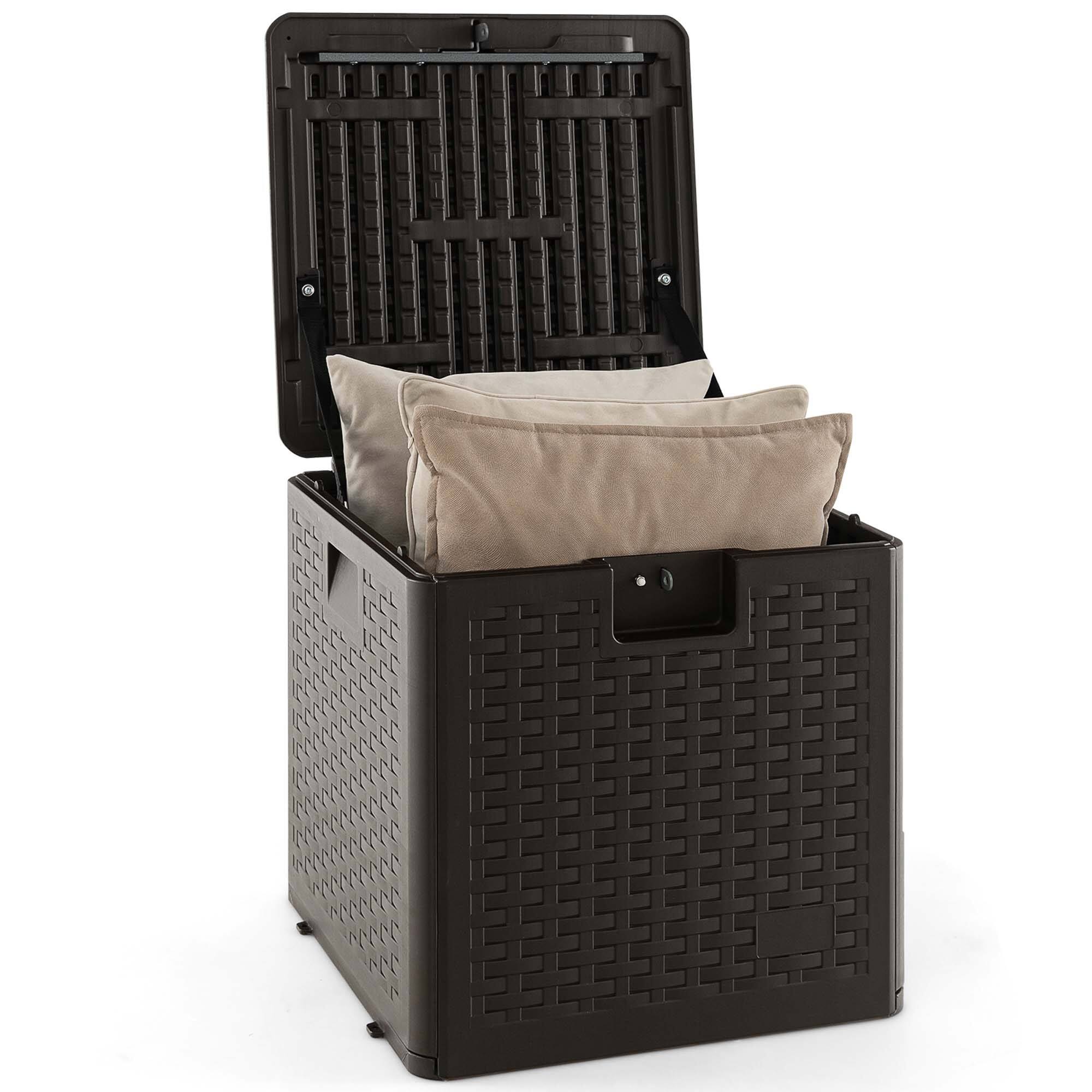 Front. Costway - Costway 28 Gallon Patio Deck Box Outdoor Waterproof Storage Container for Tools Toys - Brown.