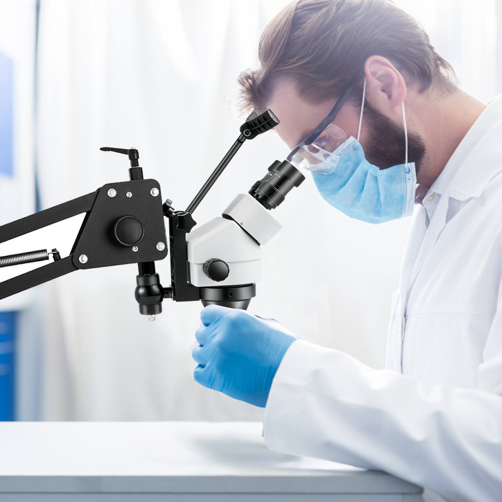 Alt View 4. VEVOR - Micro Inlaid Mirror Multi-Directional Microscope with Spring Bracket Multi-Directional Micro-Setting Microscope - Black.