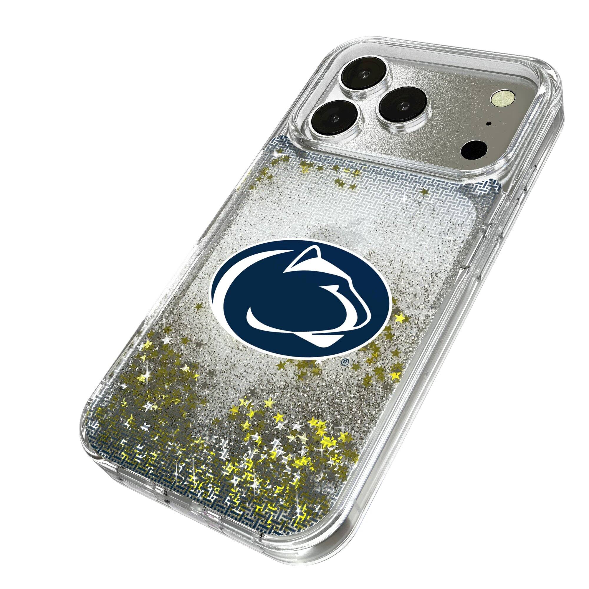 Alt View 1. Keyscaper - Penn State Nittany Lions Linen Logo iPhone Glitter Case - 14 Pro - Multicolor.