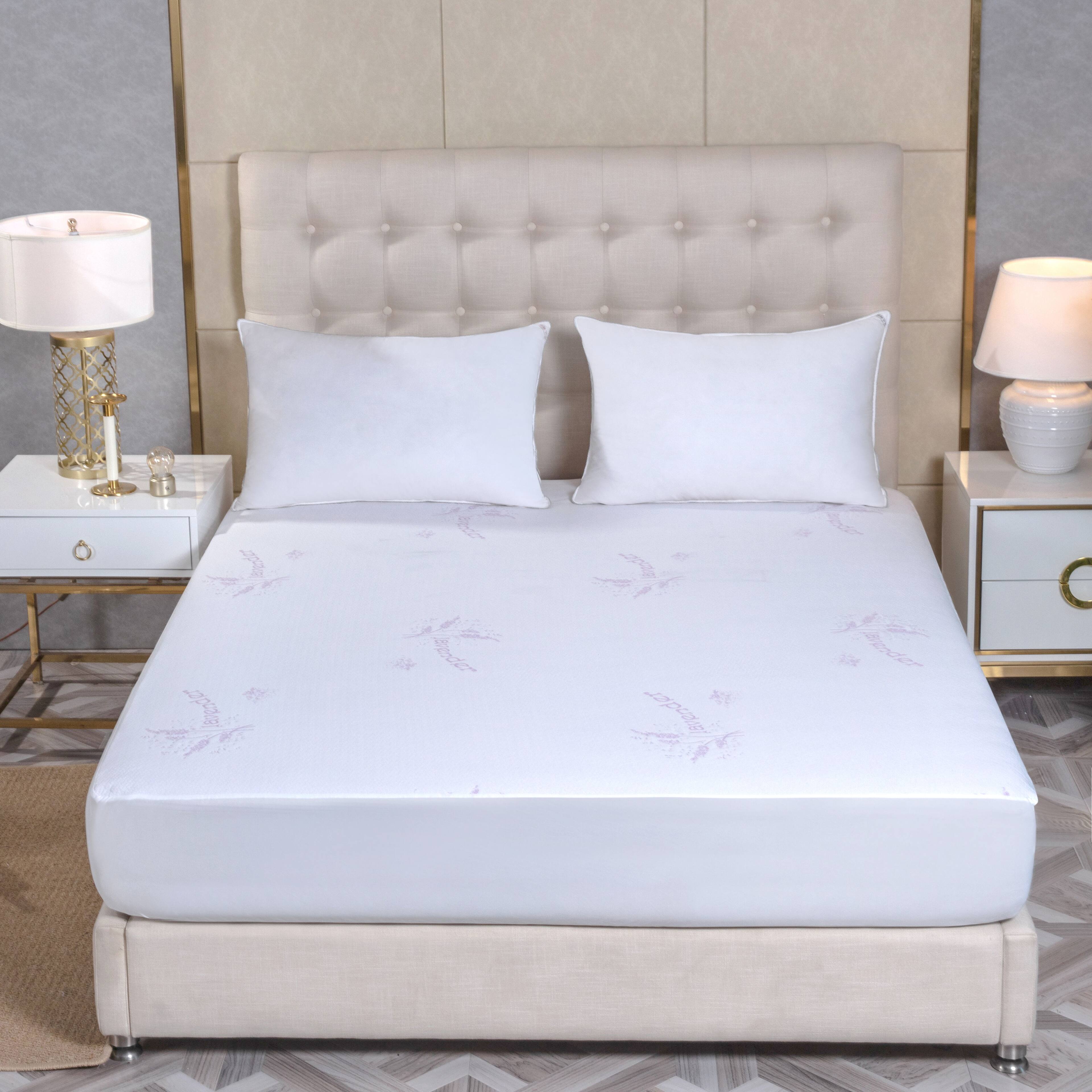 Angle. Bibb Home - Bibb Home Lavender Infused Scented Hypoallergenic Mattress Pad - Standard.