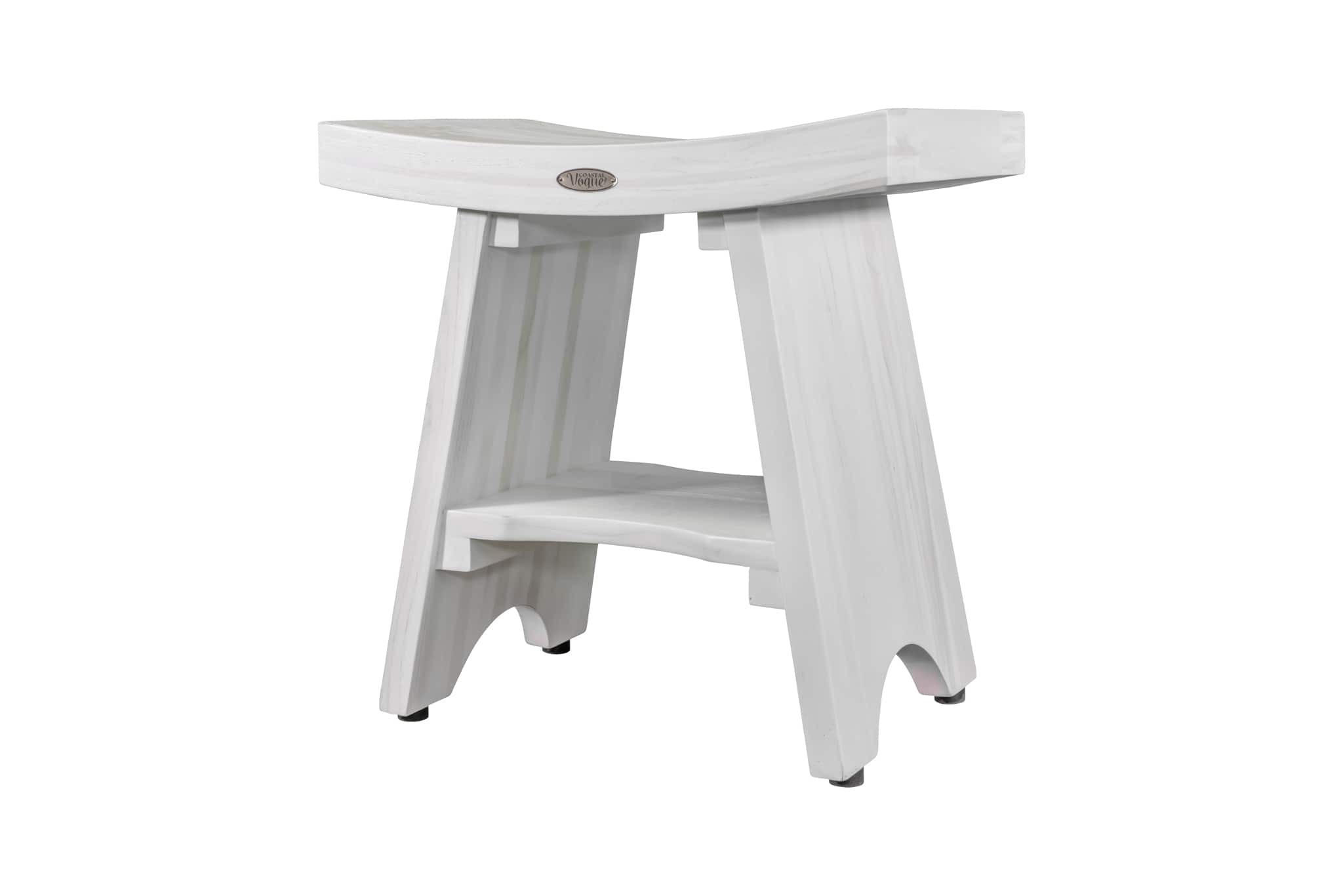 "EcoDecors - CoastalVogue Serenity 18"" Teak Shower Bench Stool with Shelf in Driftwood - EarthyTeak" price history on PriceWatchPro