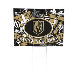 Evergreen Enterprises - Vegas Golden Knights 24" x 18" Happy Holidays Christmas Outdoor Staked Yard Sign - Multicolor