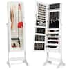 Front. Costway - Mirrored Jewelry Cabinet Storage Organizer w/Box Drawers White - White.