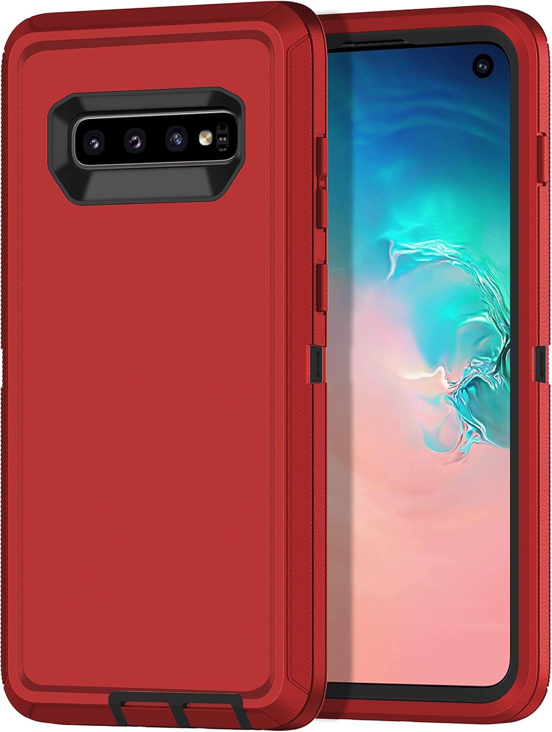 Front. Entronix - Entronix Galaxy S10 Case - Heavy Duty Triple-Layer Protection for Ultimate Safety - Red.