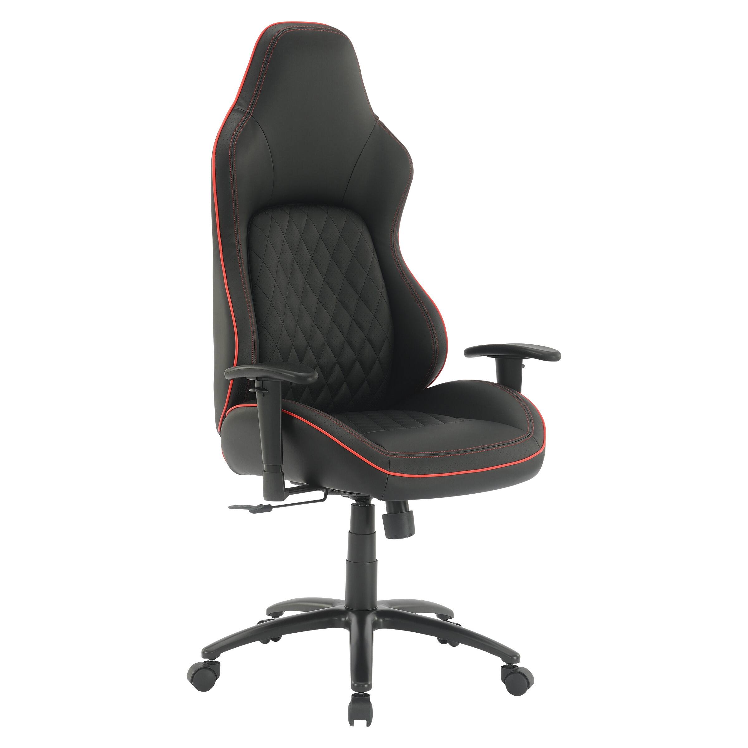 Angle. OSP Home Furnishings - High Stakes Gaming Chair - Black/Red.