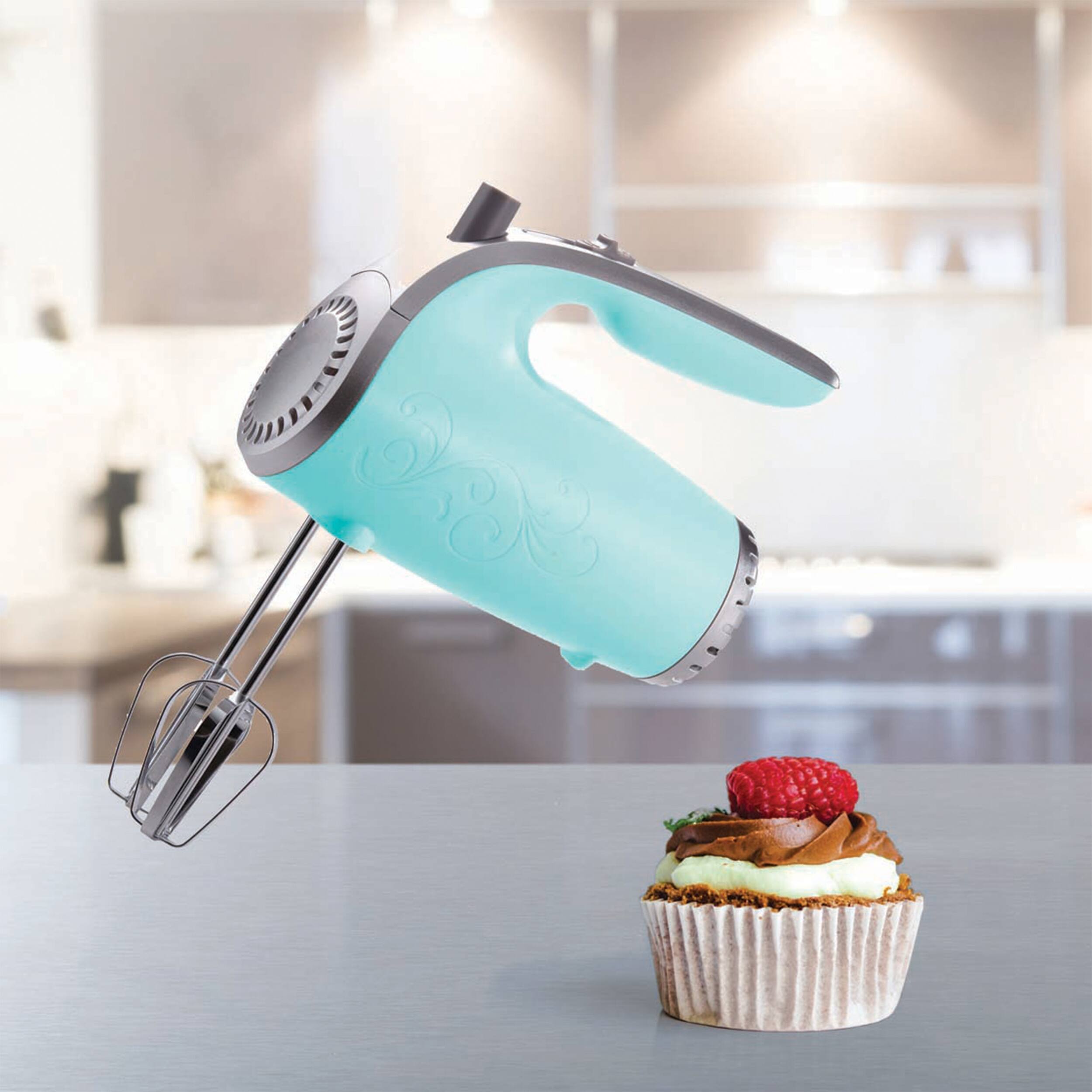 Alt View 3. Brentwood Appliances - Brentwood Lightweight 5 Speed 150 Watt Electric Hand Mixer in Blue - Blue.