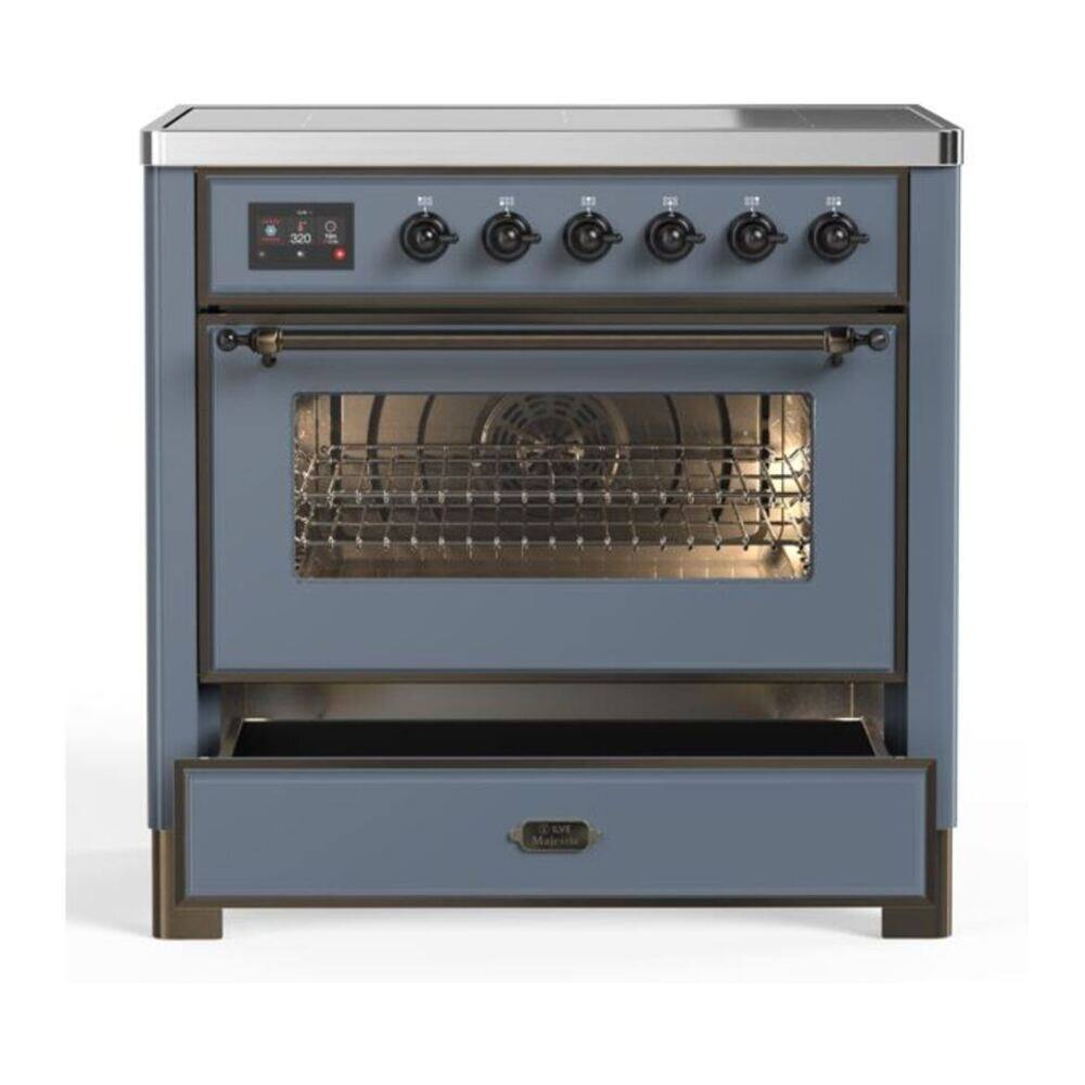 Alt View 2. ILVE - ILVE Majestic II 36 inch Induction Range with 5 Elements (Blue Grey, Burnished Trim) - Blue Grey.