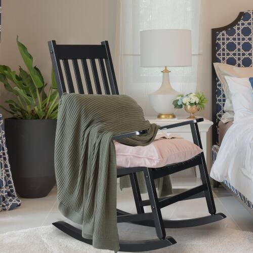 Alt View 5. Winado - Wooden Rocker Rocking Chair, All Weather Wooden Rocking Chair with High Backrest, Patio Rocker for Garden, Yard, Balcony - Black.