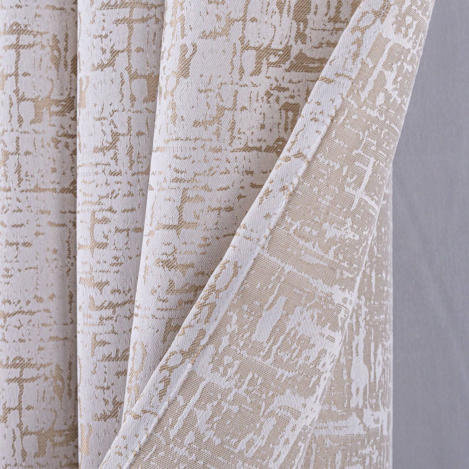 Left. RT Designers Collection - RT Designers Collection 100% Polyester 140 GSM Luca Jacquard Grommet Curtain Panel 54" x 84" Taupe - Taupe.
