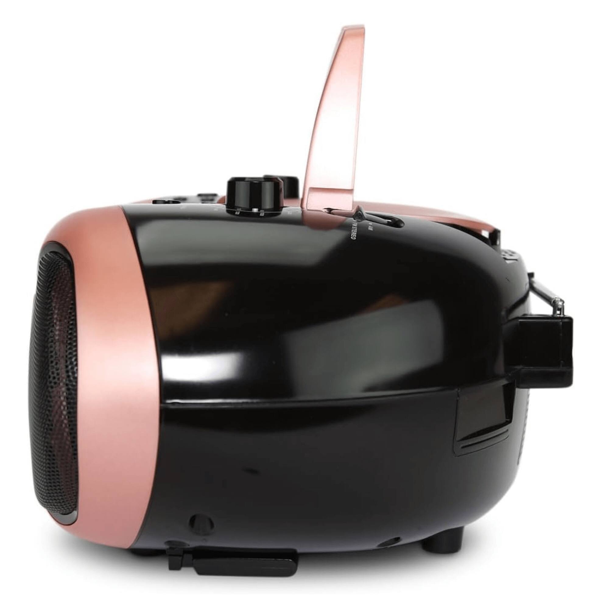 Left. Emerson - Emerson 7” Bluetooth® DVD Boombox with AM/FM Radio & Stereo Speakers - Rose Gold.