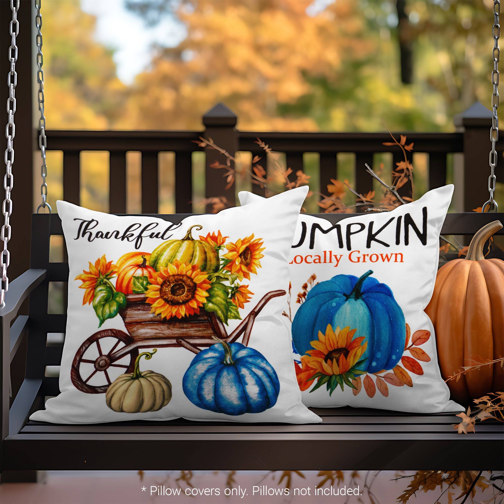 Thankful JUMPKIN Locally Grown  
* Pillow covers only. Pillows not included.