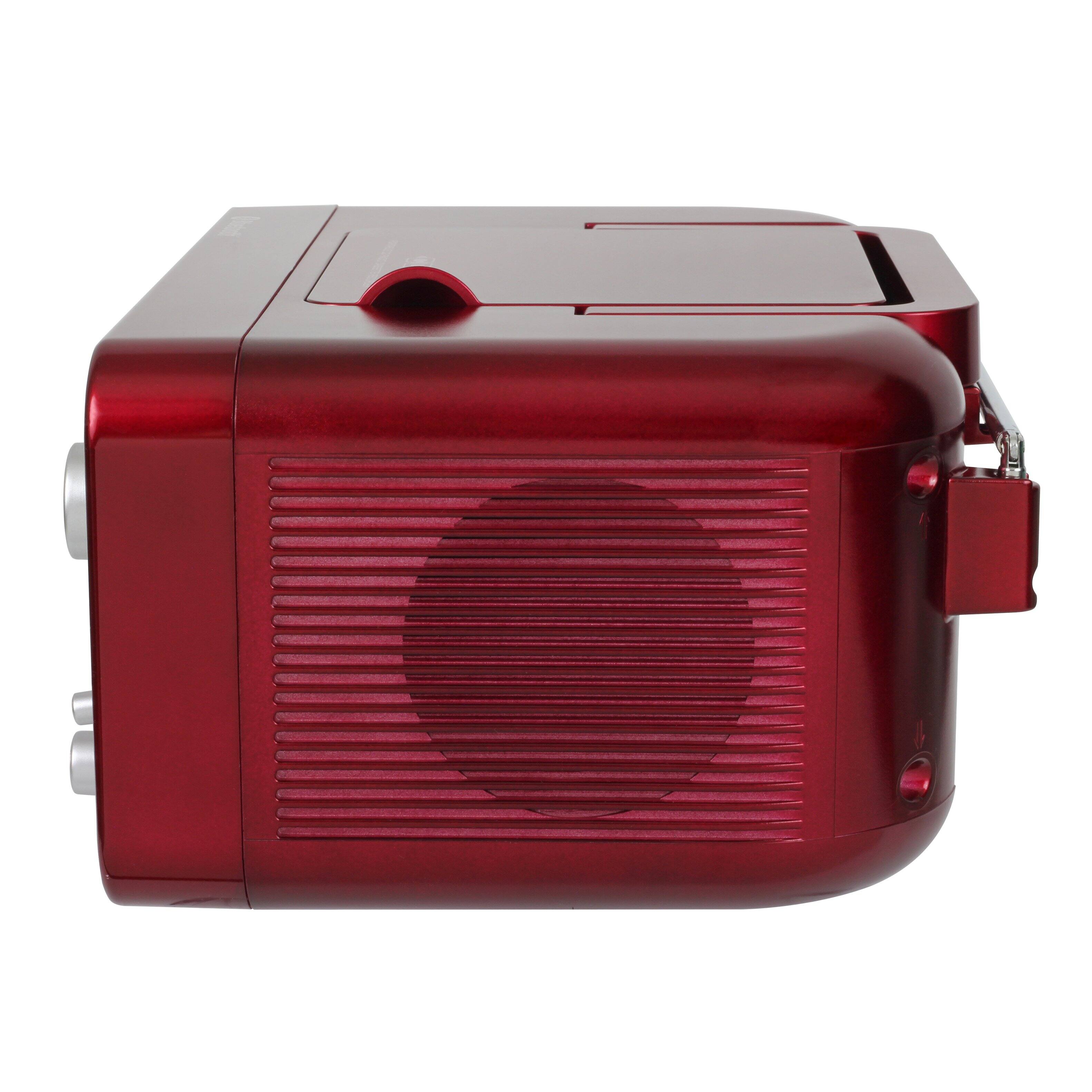 Left. Studebaker - BT Series Portable Bluetooth CD Player with AM/FM Stereo - Red.