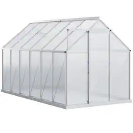Outsunny - x 6' x 6.5' Polycarbonate Greenhouse with Aluminum Frame, Walk-in Heavy Duty Green House with Adjustable Roof Vent