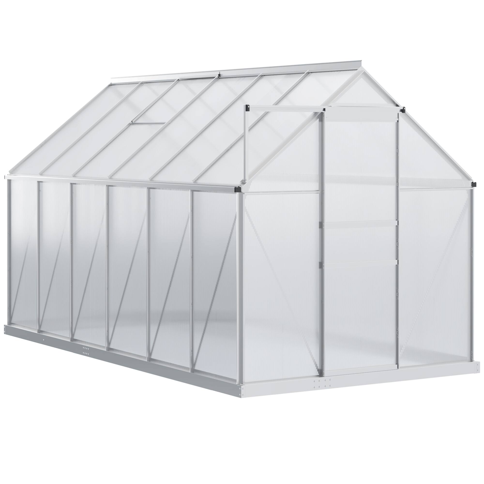 Front. Outsunny - x 6' x 6.5' Polycarbonate Greenhouse with Aluminum Frame, Walk-in Heavy Duty Green House with Adjustable Roof Vent.