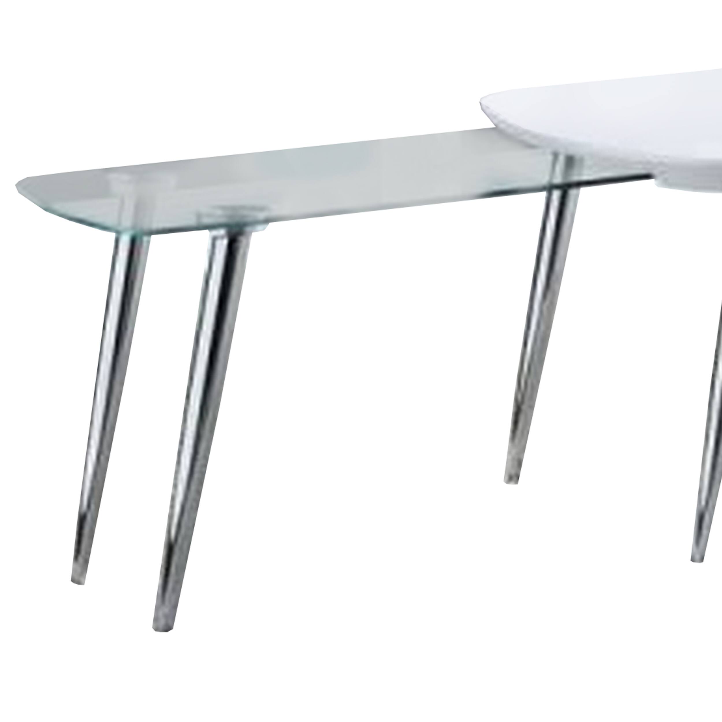 Alt View 1. Manhattan Lane - Coffee Table with Pull Out Tabletop - White, Silver.