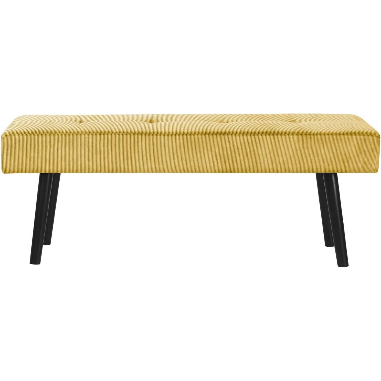 Back. Hivvago - Modern Corduroy Upholstered End of Bed Bench with Metal Legs - Yellow, Black.