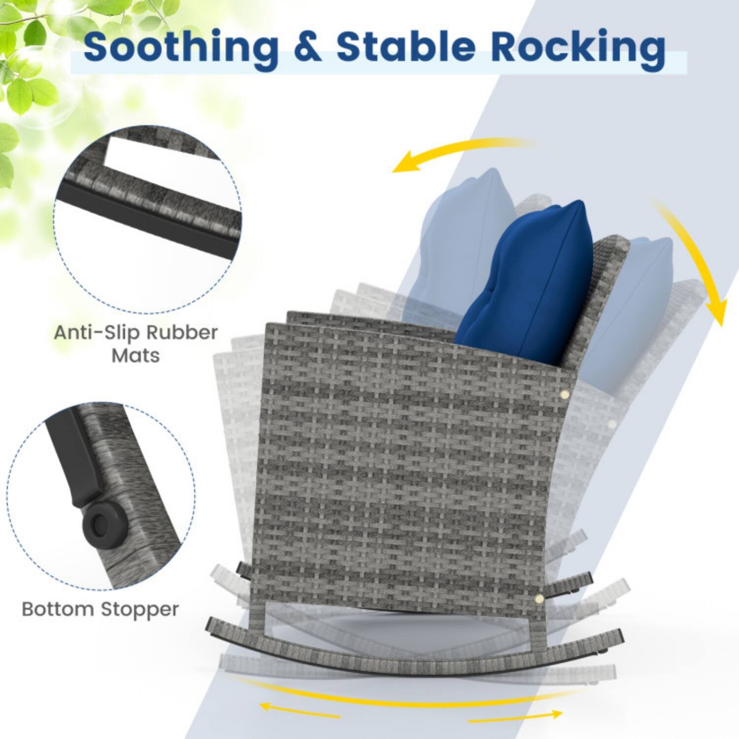 Soothing & Stable Rocking

Anti-Slip Rubber Mats

Bottom Stopper