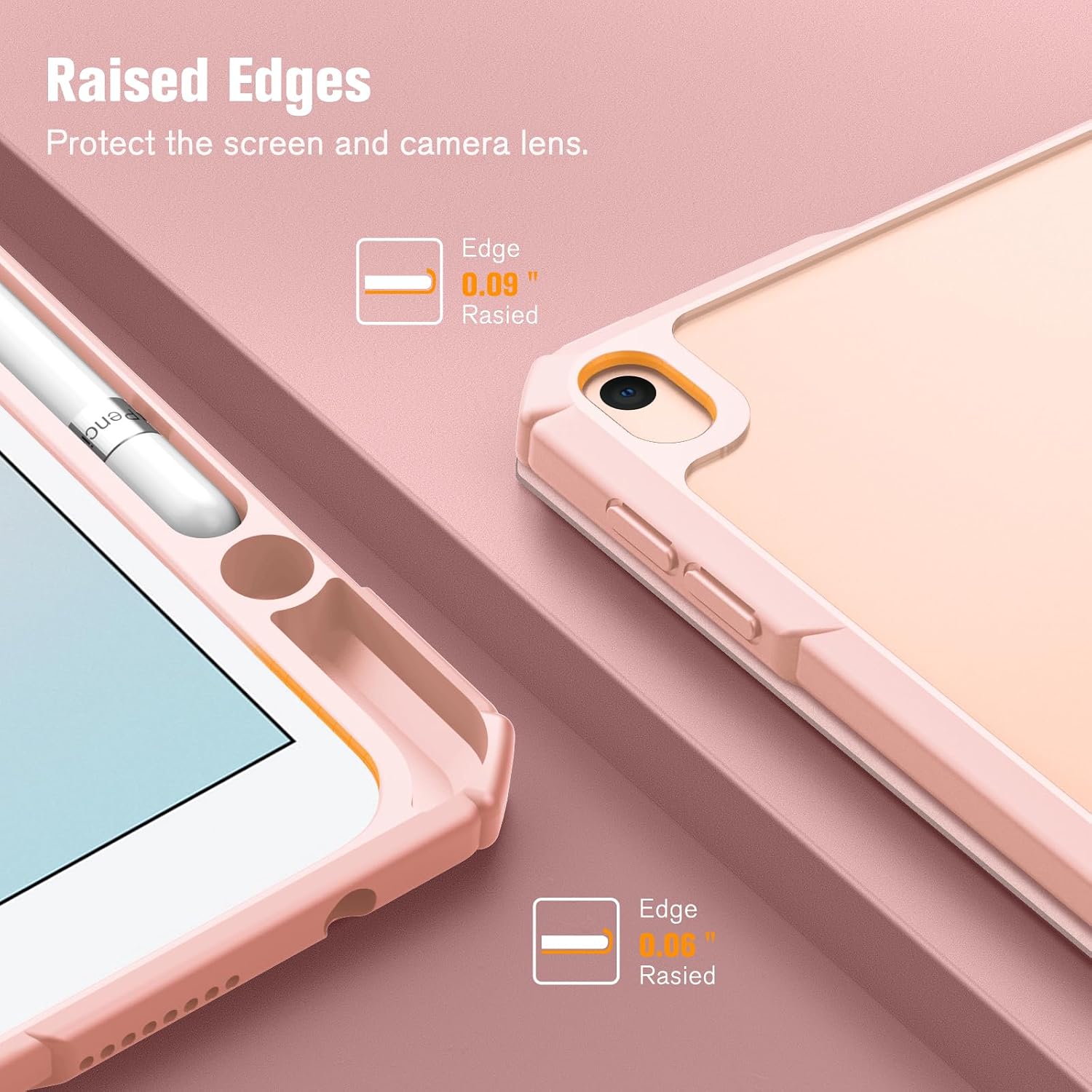 Raised Edges Protect the screen and camera lens.

Edge 0.09" Raised

Edge 0.06" Raised