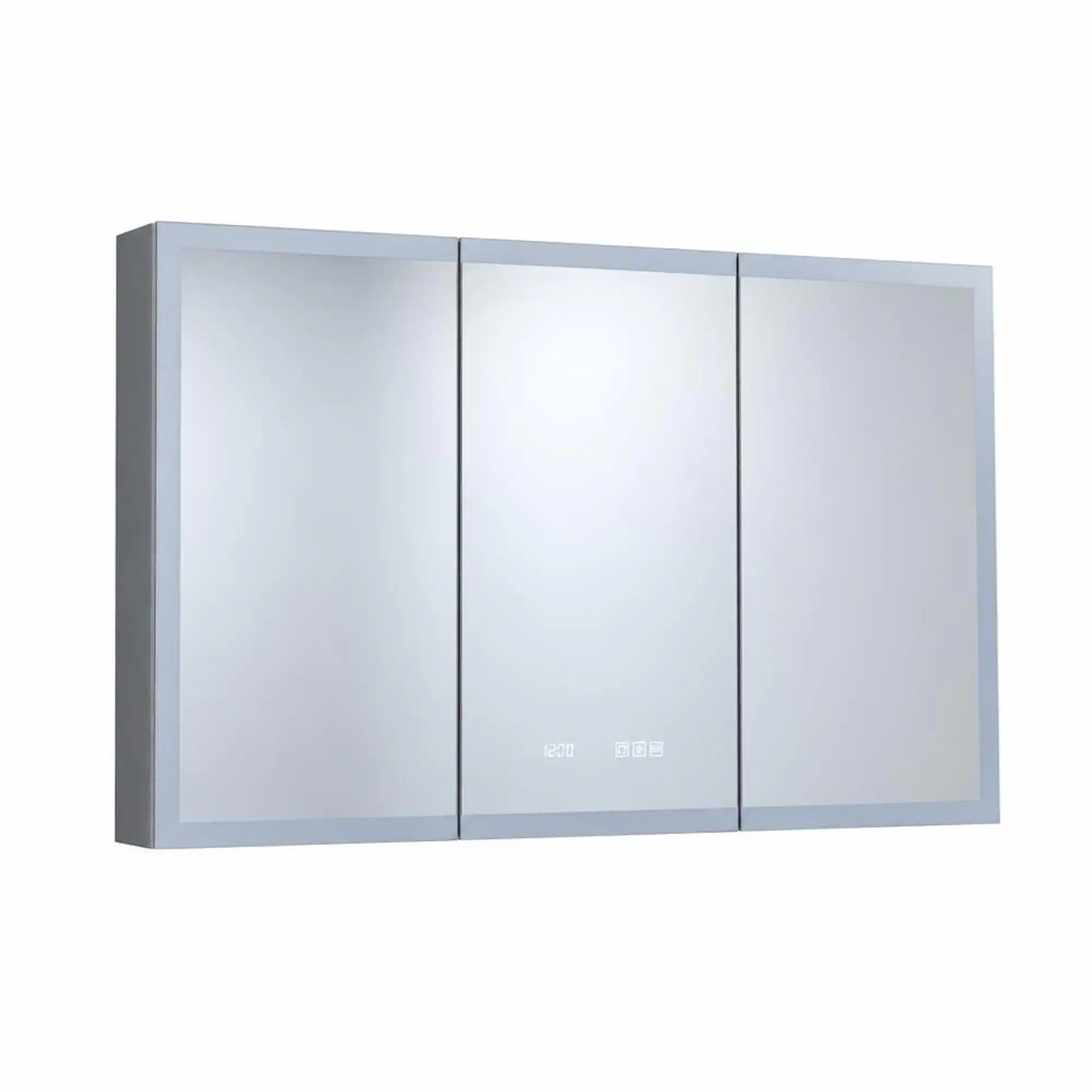 RYHNUYNE 48 in x 30 in Rectangular Aluminum, LED Mirror, Clock Display ...