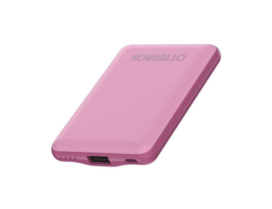 Left. OtterBox - OtterBox Portable Charging Kit with Portable Power Bank 3-1 Cable Charges Pink - Pink.