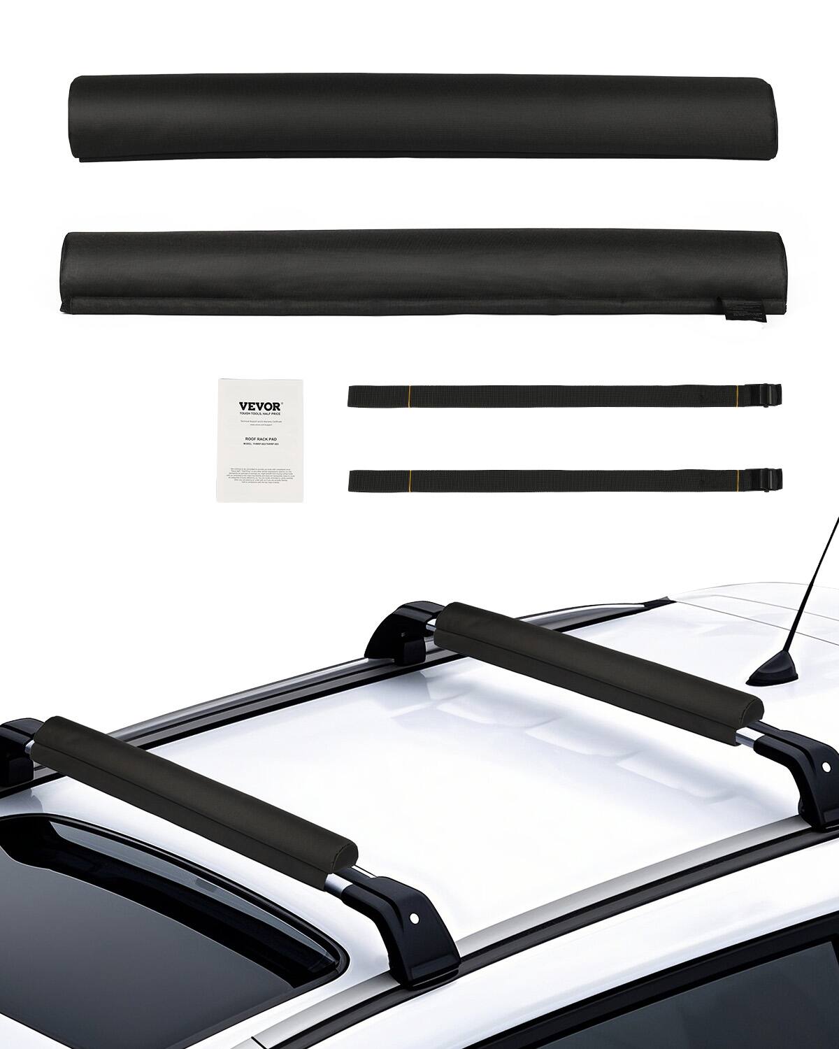Front. VEVOR - Soft Roof Rack Pads, 28" Universal Car Roof Rack Pads for Various Crossbars - Black.