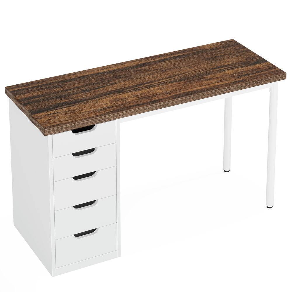Angle. Kadyn - Kadyn Study Writing Desk, Computer Desk,47" Computer Desk with 5 Drawers, Modern Study Table Writing Desk,White - White.