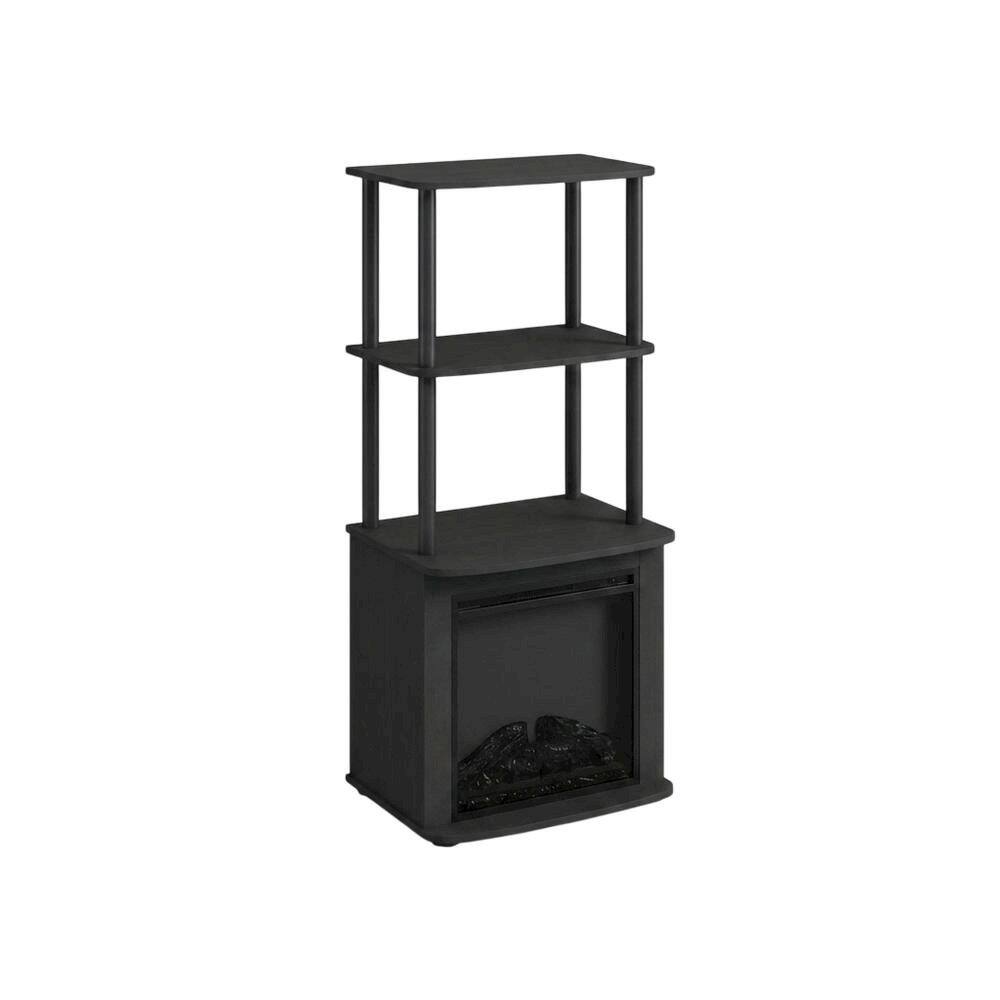 Front. FurniFact - FurniFact Display Side Table, Open Shelf, Fireplace Ready - Black - Americano/Black.