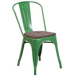 Flash Furniture - Perry Metal Stackable Chair with Wood Seat - Green