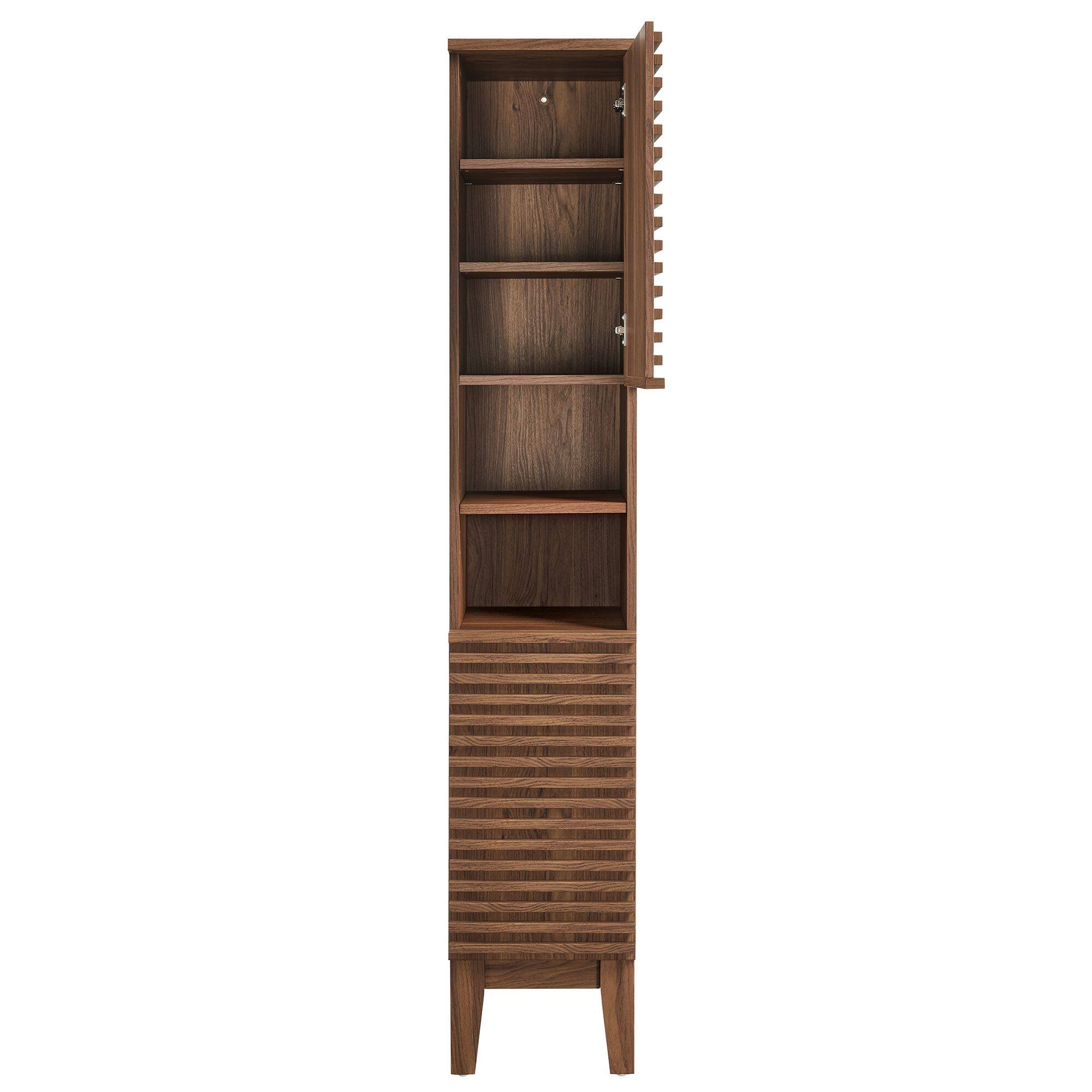 Alt View 5. Modway - Render Tall Narrow Bathroom Storage Cabinet by Modway - Walnut.