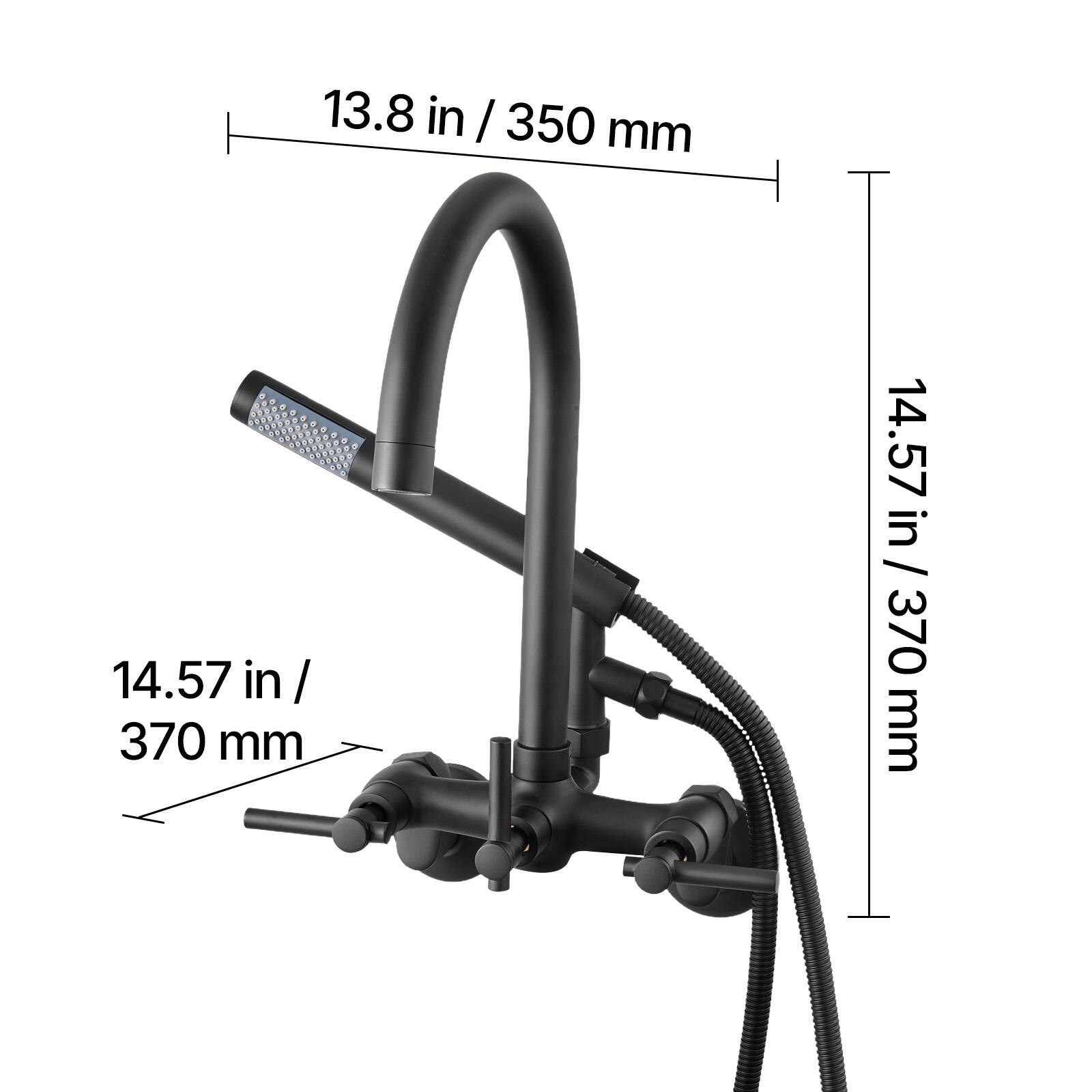 13.8 in / 350 mm  
14.57 in / 370 mm