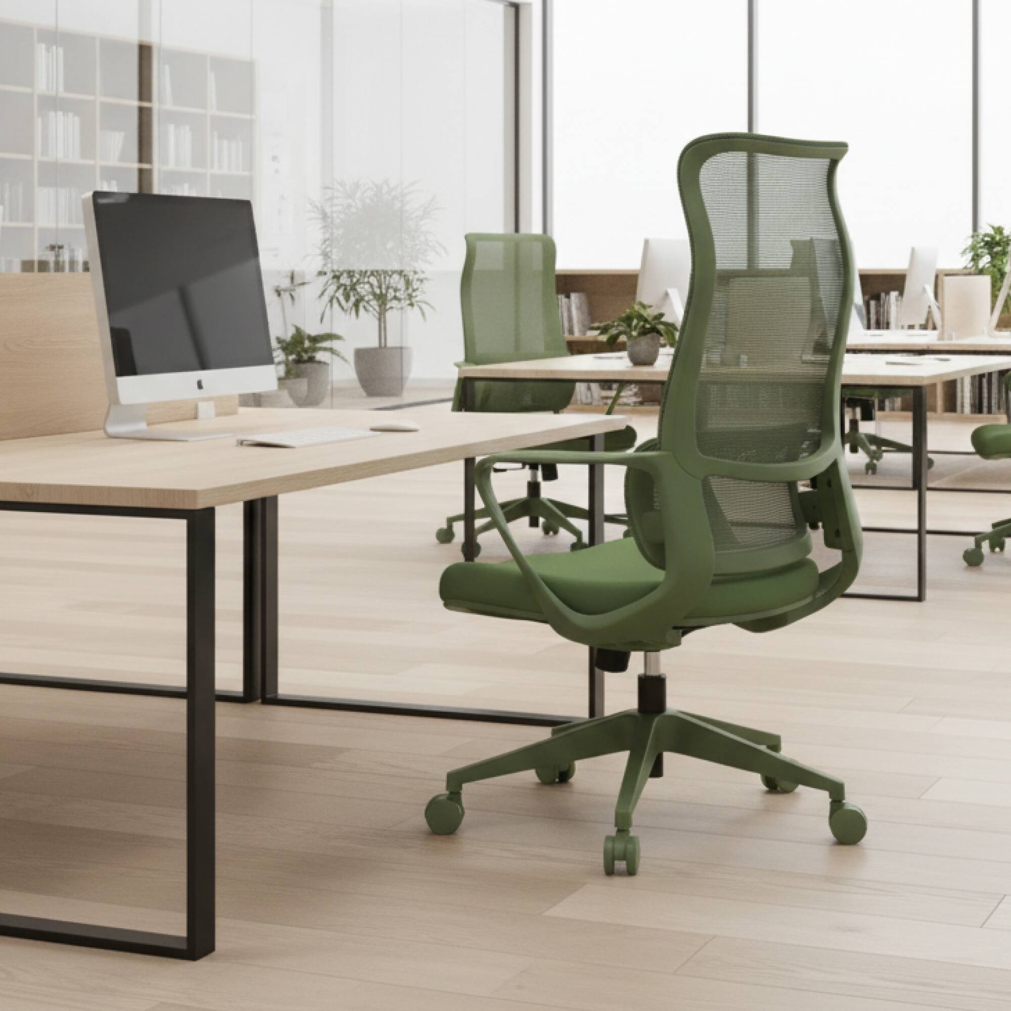 Alt View 3. Boyel Living - High-Back Ergonomic Mesh Executive Office Chair with Adjustable Lumbar Support - Green.