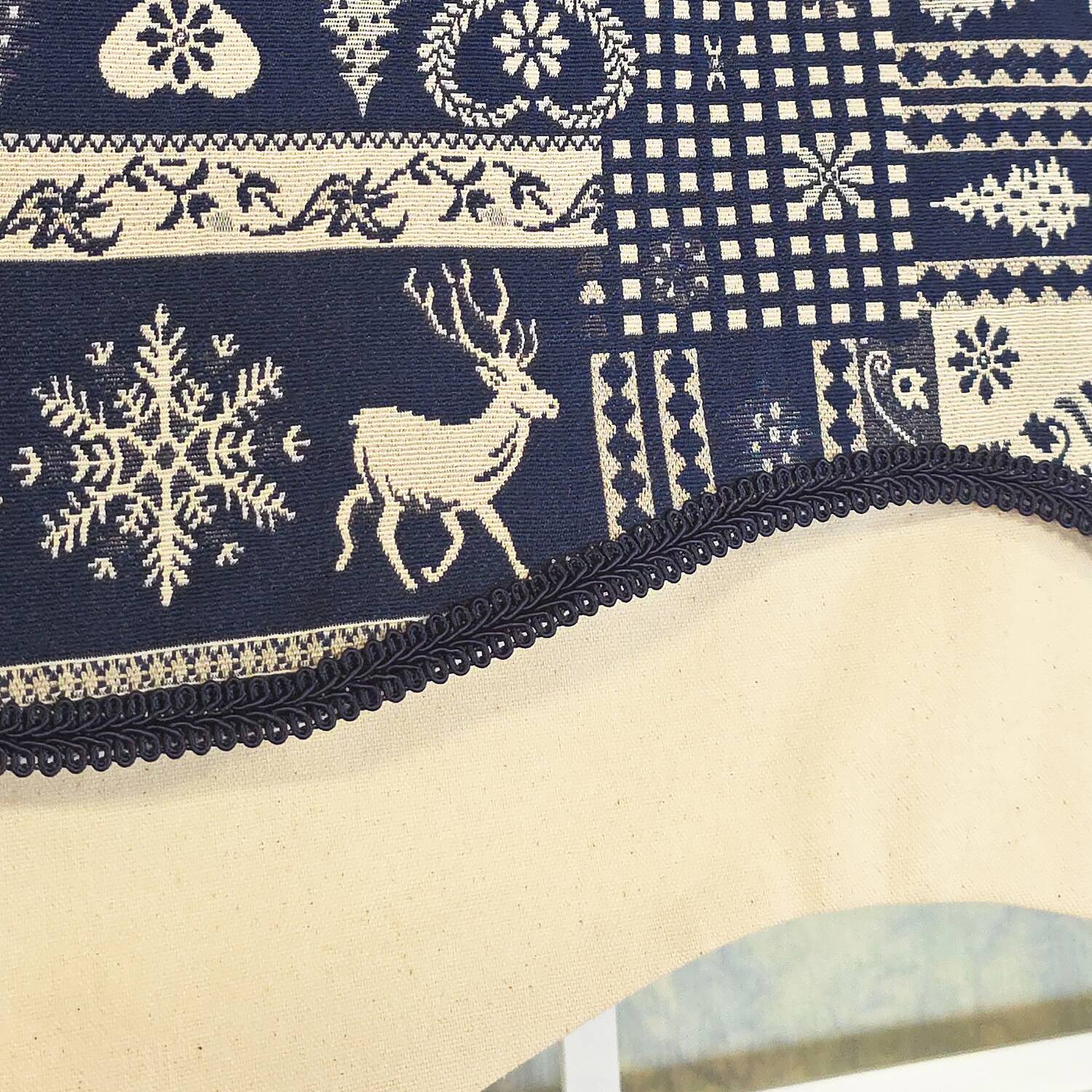 Alt View 2. RLF Home - RLF Home 100% Cotton Lakewood Trimmed Glory Lined Window Valance 50" x 17" Navy - Navy.