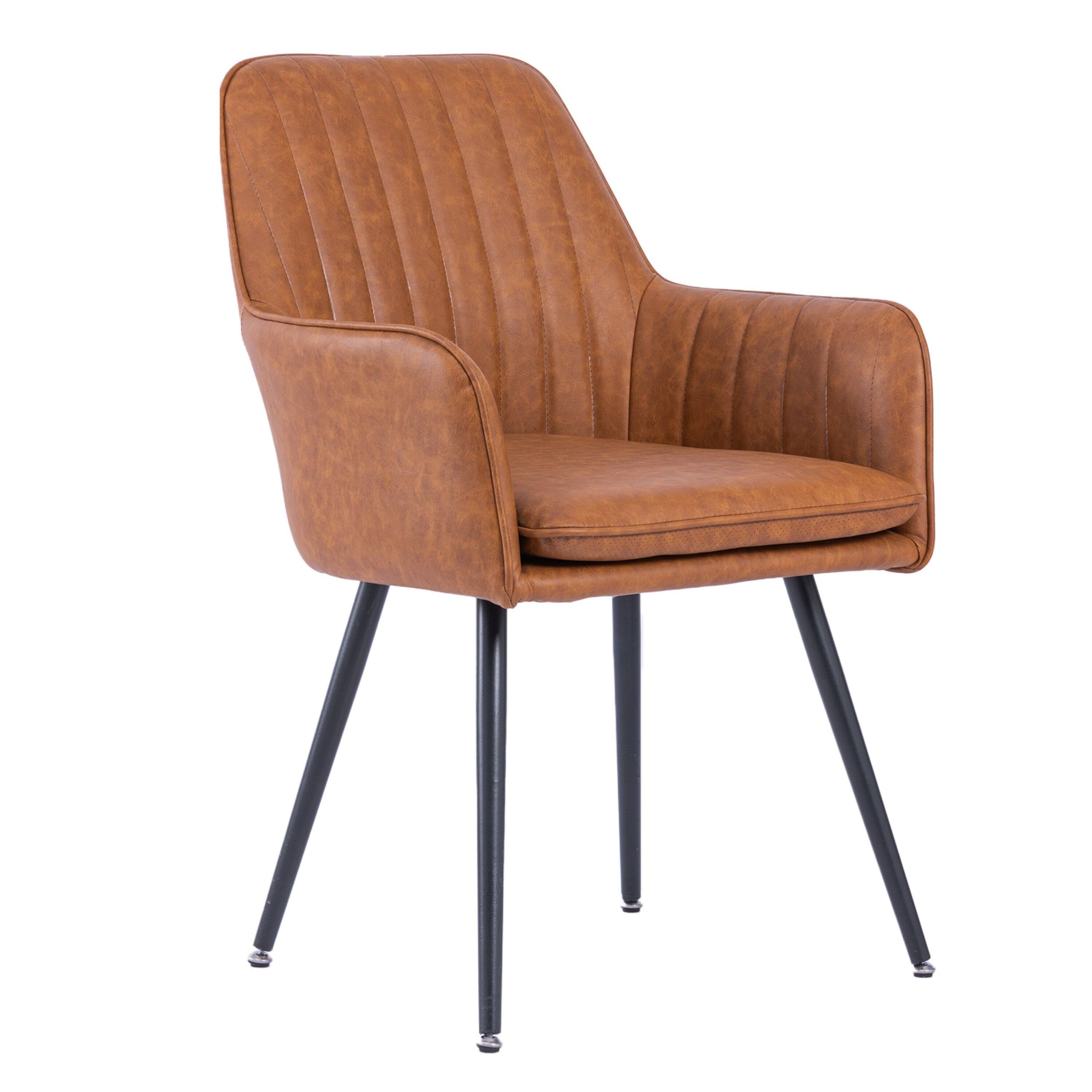 Alt View 6. Boyel Living - Velvet & Faux Leather Mid-Back Dining Chairs with Gold Plated Legs (Set of 2) Brown - Brown.