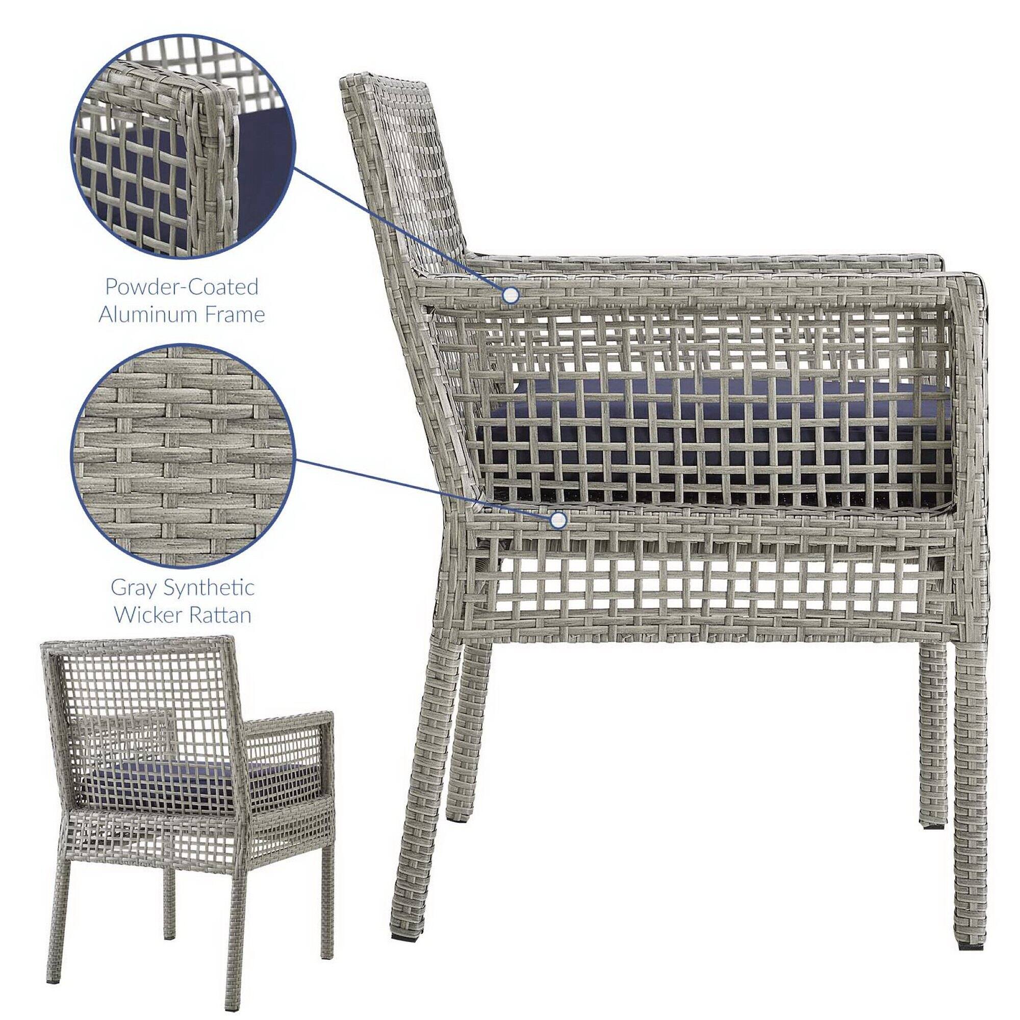 Powder-Coated Aluminum Frame  
Gray Synthetic Wicker Rattan