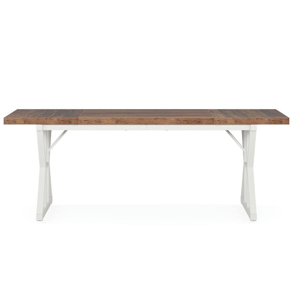 Back. Resenkos - Kadyn Dining Table, Living Room Table Wood, Farmhouse 70.8" Kitchen Table for 6 People,Brown & White - Brown.