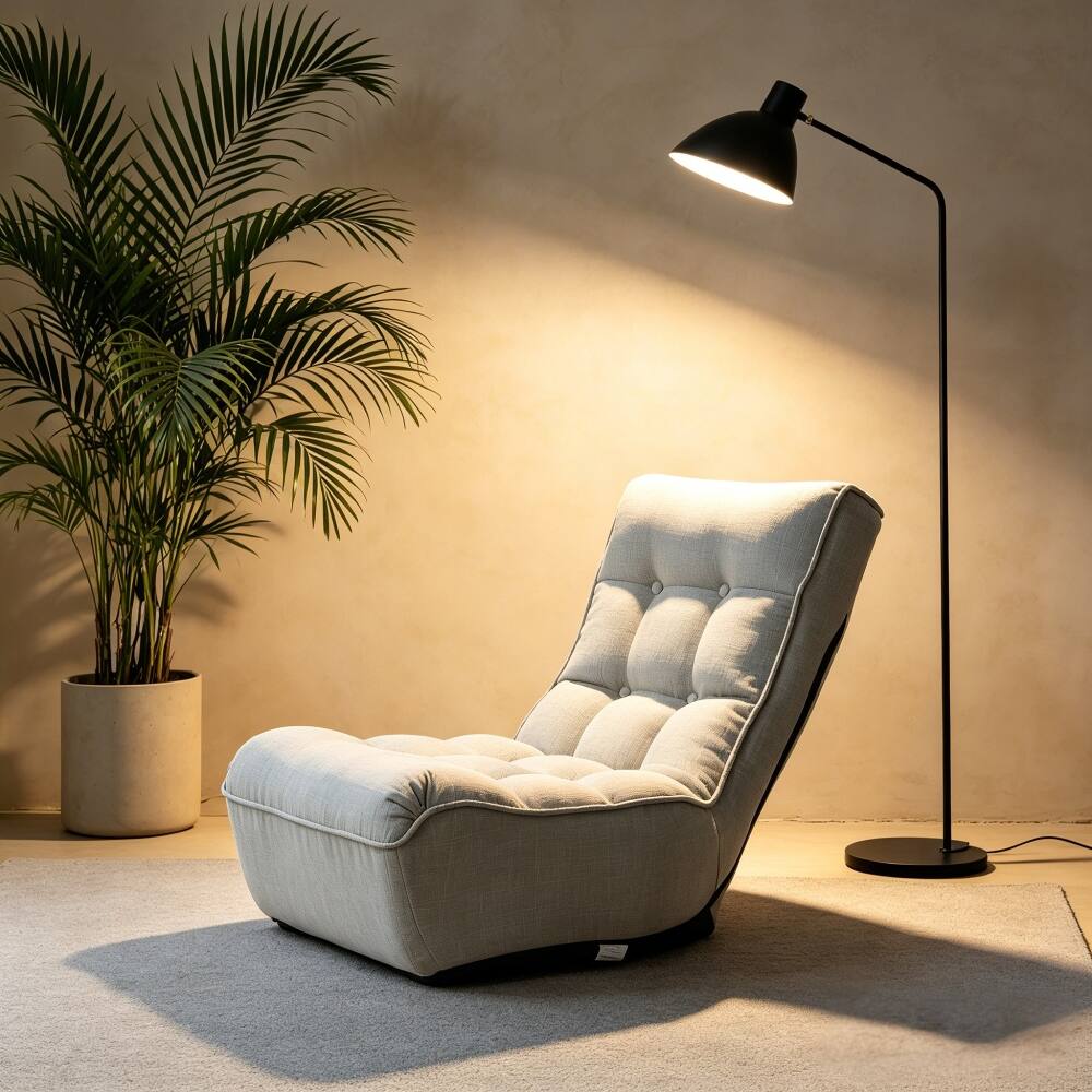 Alt View 8. Loheer - Loheer Adjustable Floor Chair Japanese Tatami Lazy Sofa Reclining Single Sofa with 4-Segment Backrest for Gaming Reading - Gray.