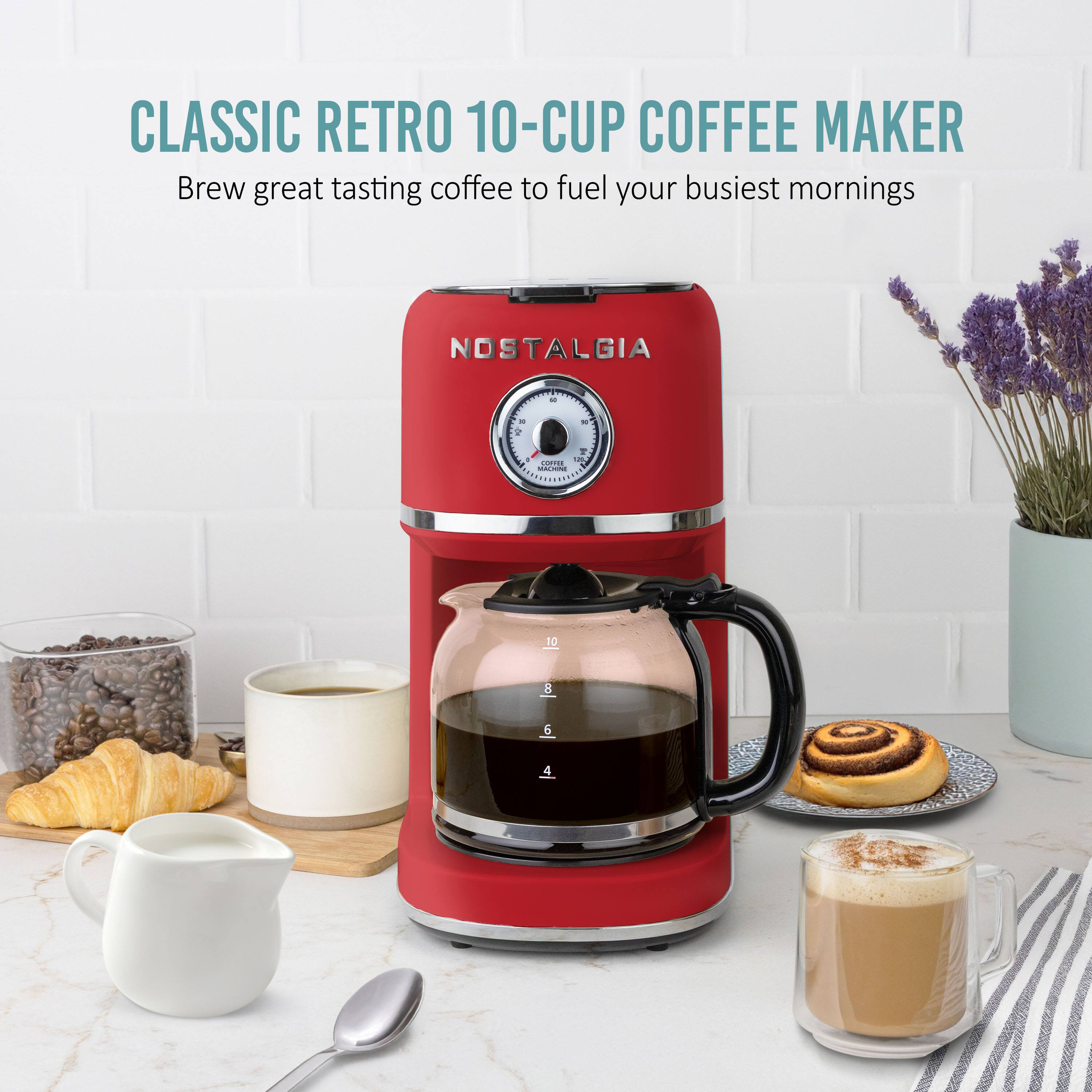 CLASSIC RETRO 10-CUP COFFEE MAKER  
Brew great tasting coffee to fuel your busiest mornings  

NOSTALGIA