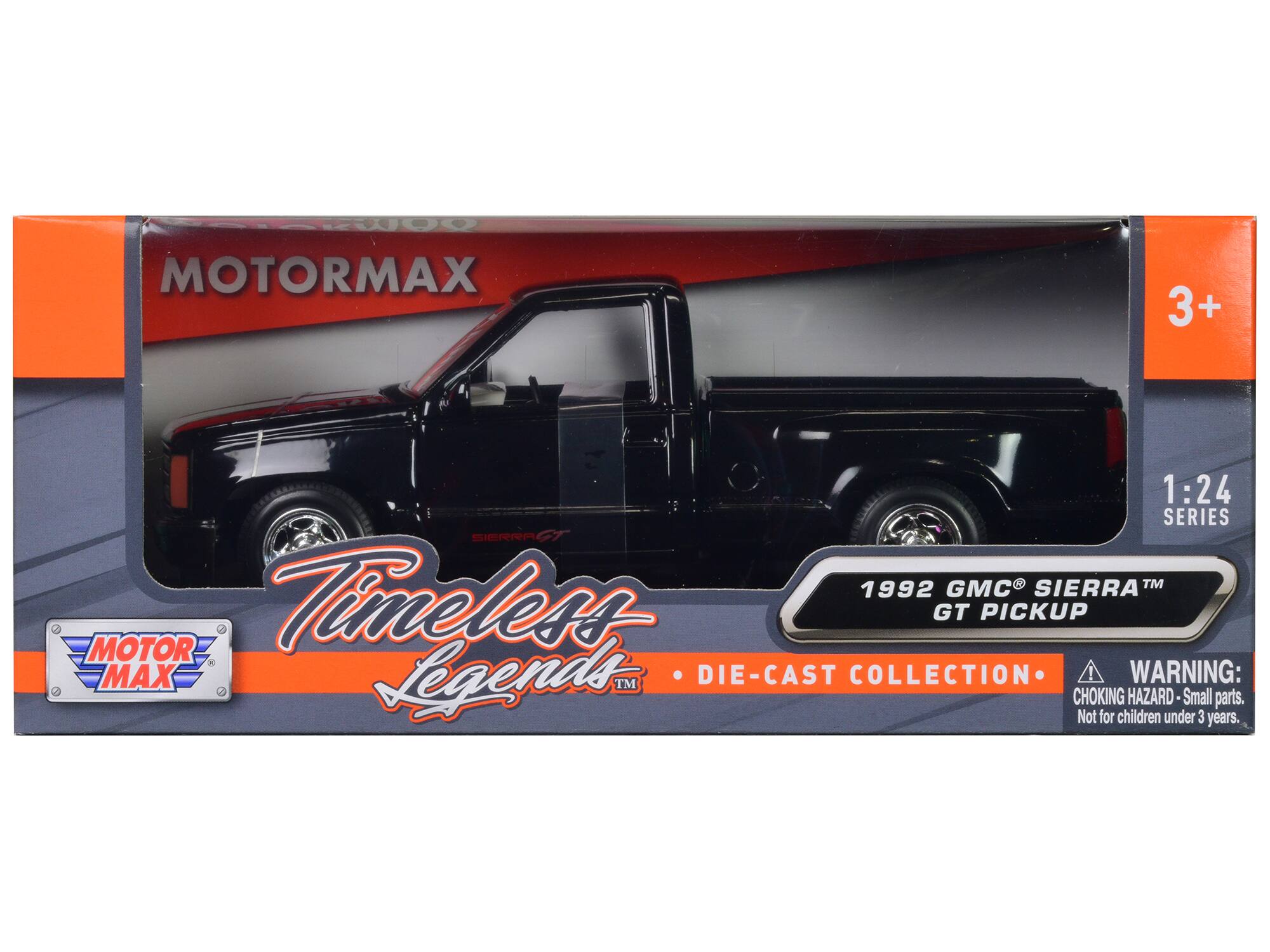 MOTORMAX  
3+ 1:24 SERIES  
SIERRA™ 1992 MOTOR  
Timeless Legends™ DIE-CAST COLLECTION  

1992 GMC® SIERRA™ GT PICKUP  

WARNING: CHOKING HAZARD - Small parts. Not for children under 3 years.