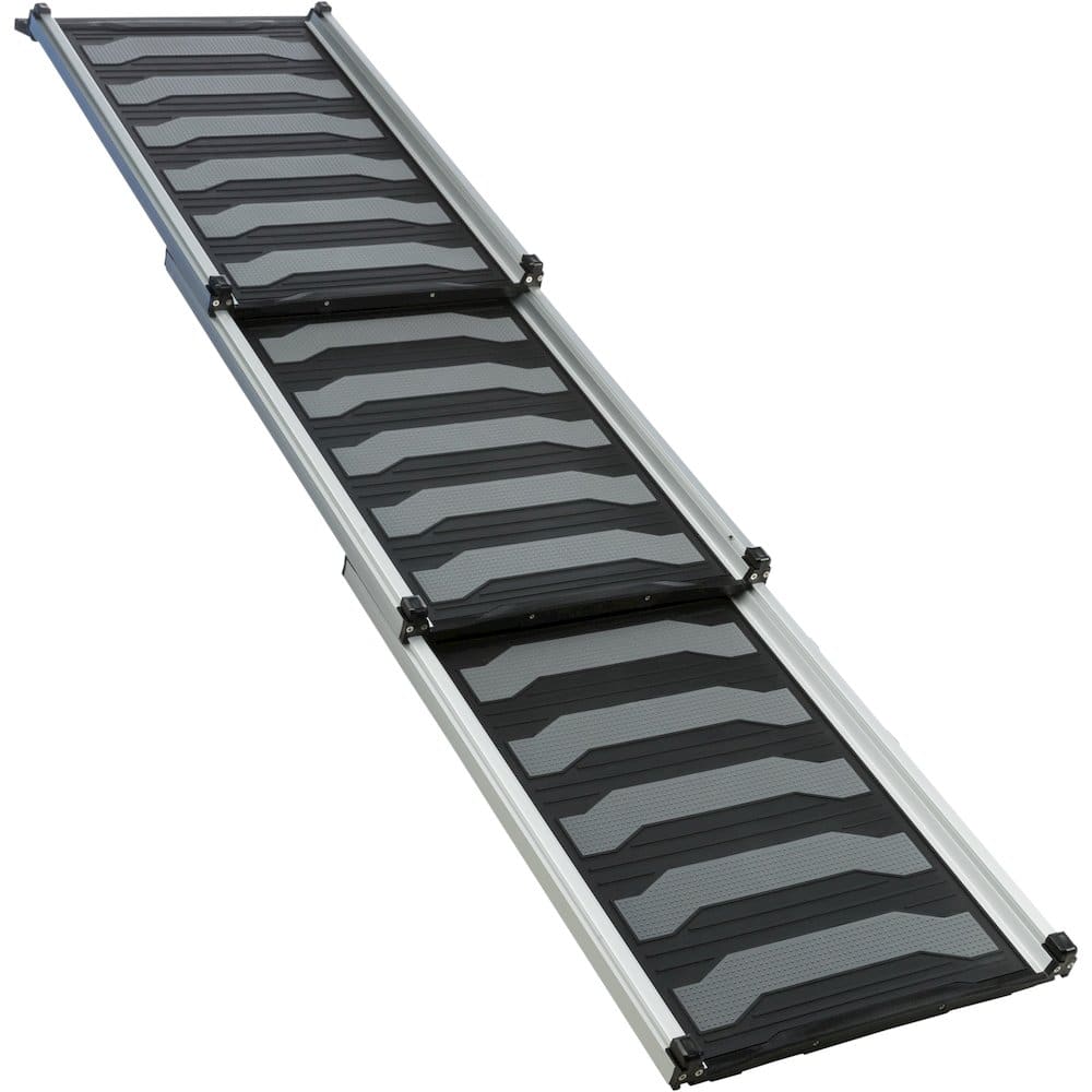 TRIXIE - Collapsible Non-Slip 69" Long Aluminum Pet Ramp, Silver-Black, 198 lb Limit - Silver/Black