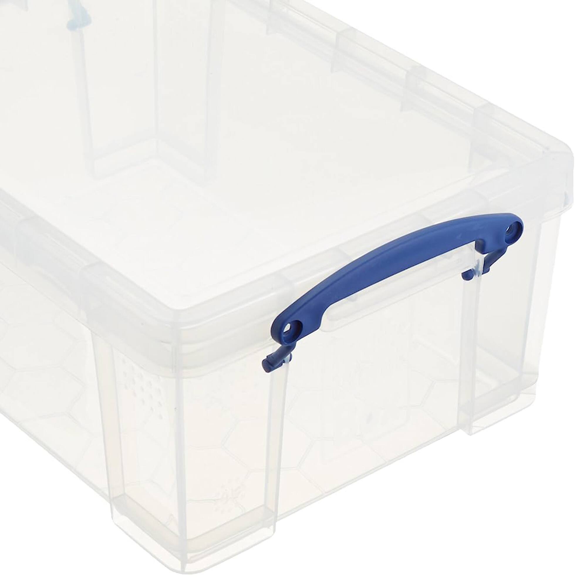 Alt View 3. Really Useful Box - Really Useful Box 9L Storage Container with Snap Lid & Clip Lock Handle (4 Pack) - Clear.