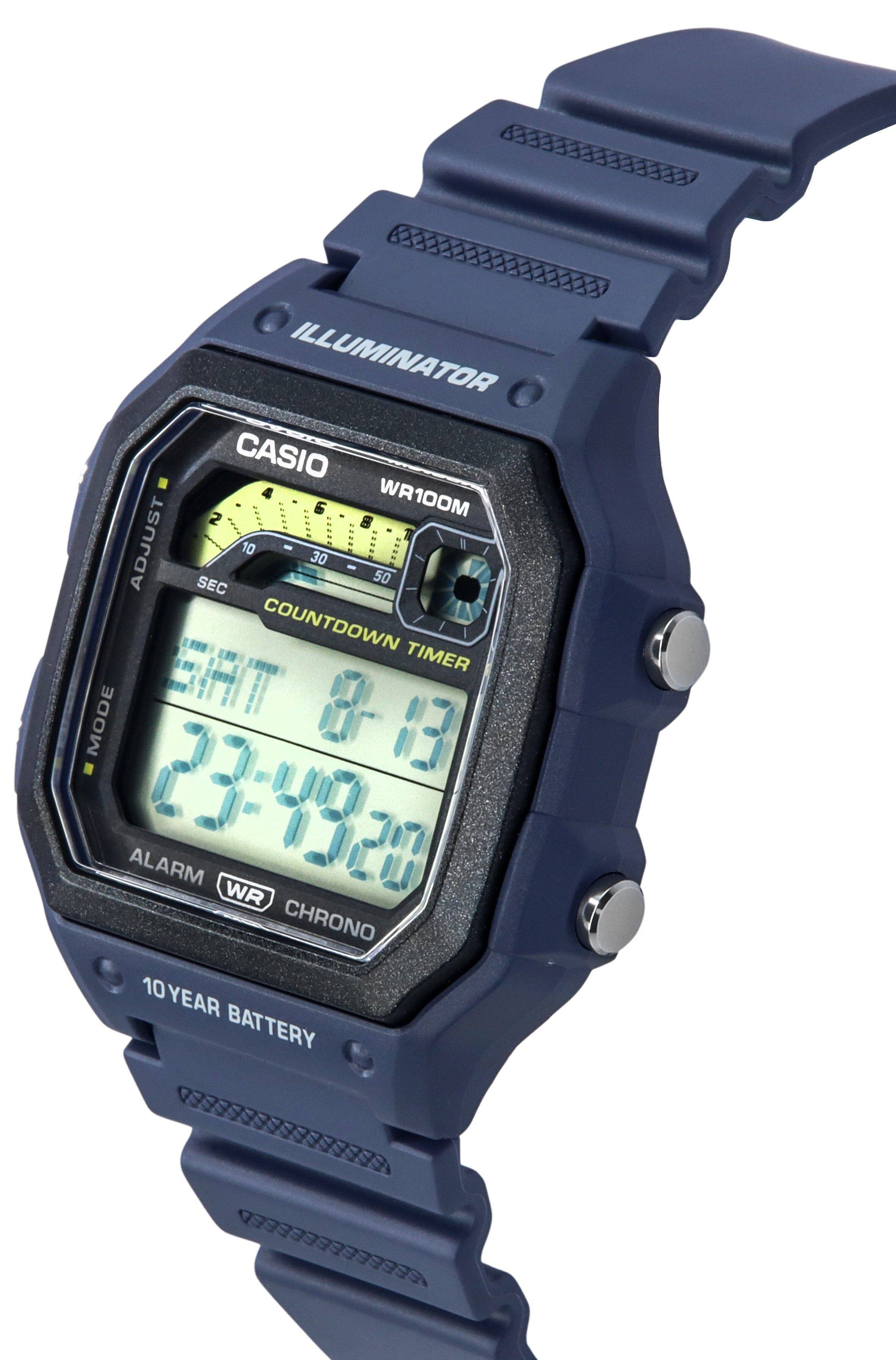 ILLUMINATOR  
CASIO WR100M  
ADJUST SEC 10 - 30 - 50  
COUNTDOWN TIMER  
MODE 8-13  
ALARM 23-430  
WR  
CHRONO  
10 YEAR BATTERY