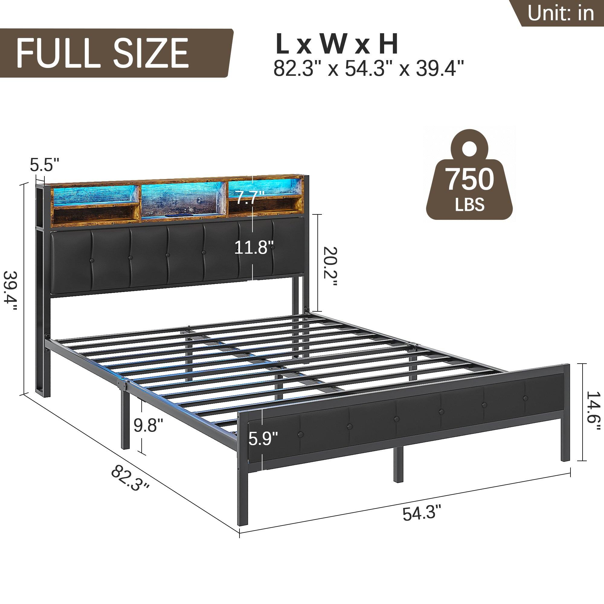 FULL SIZE  
L x W x H  
82.3" x 54.3" x 39.4"  
Unit: in  

5.5"  
7.7"  
11.8"  
20.2"  
9.8"  
5.9"  
14.6"  
750 LBS