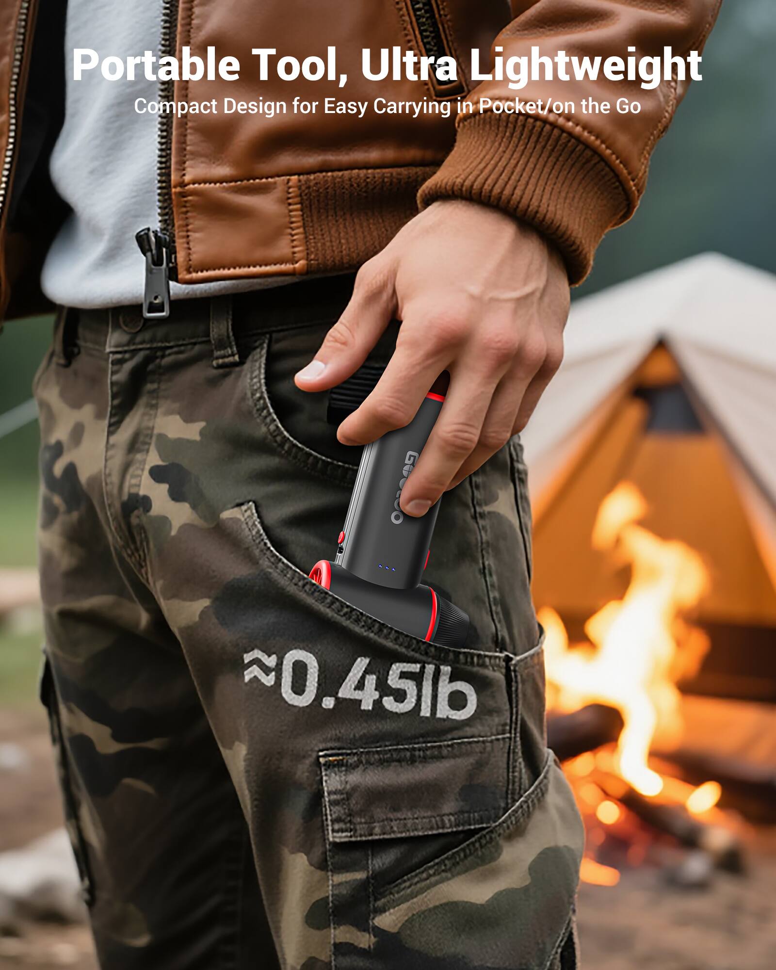 Portable Tool, Ultra Lightweight  
Compact Design for Easy Carrying in Pocket/on the Go  
≈0.45lb