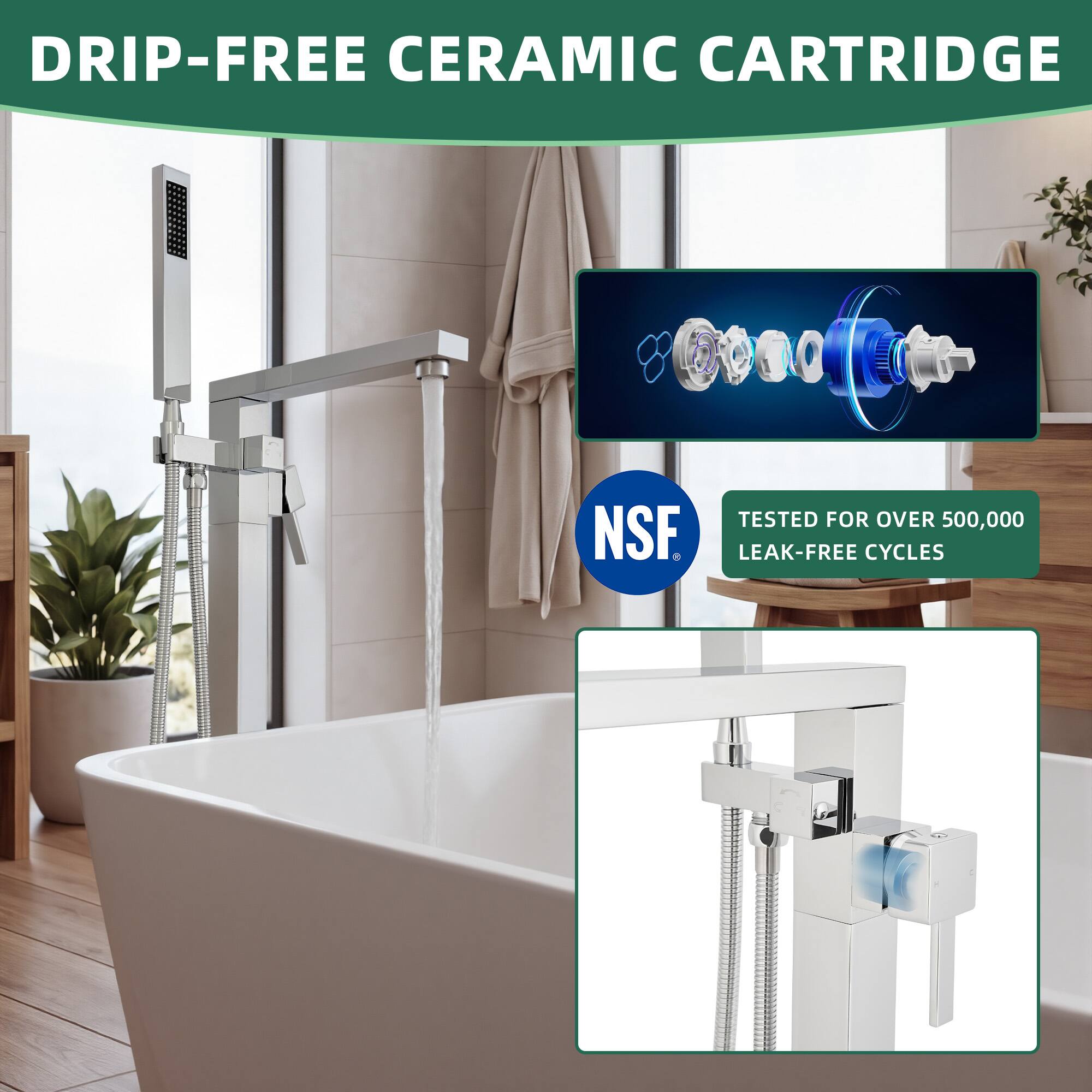 Drip-Free Ceramic Cartridge

Tested for over 500,000 NSF Leak-Free Cycles